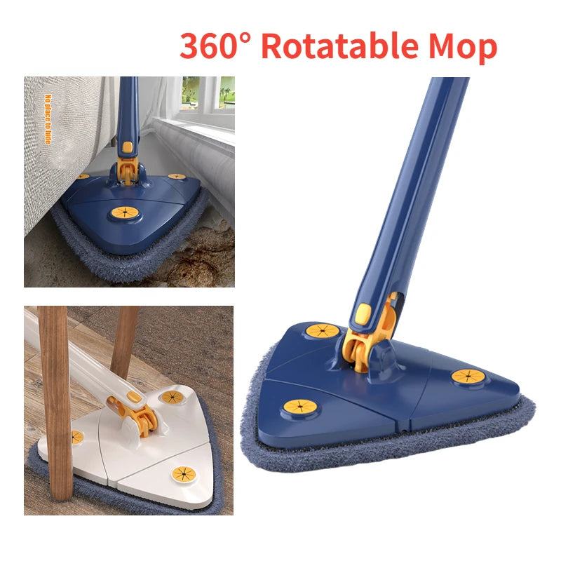 360° Twist Rotatable Triangle Mop with Long Handle Auto Squeeze Design for Floor