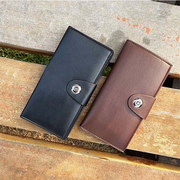Tri-Fold Durable Leather Long Wallet for Men & Women