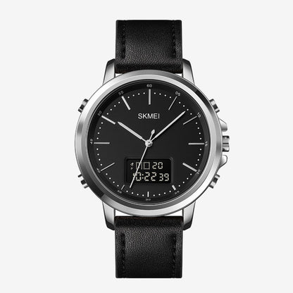 Skmei 1652 Black Leather Analog Digital Men’s Dress Watch