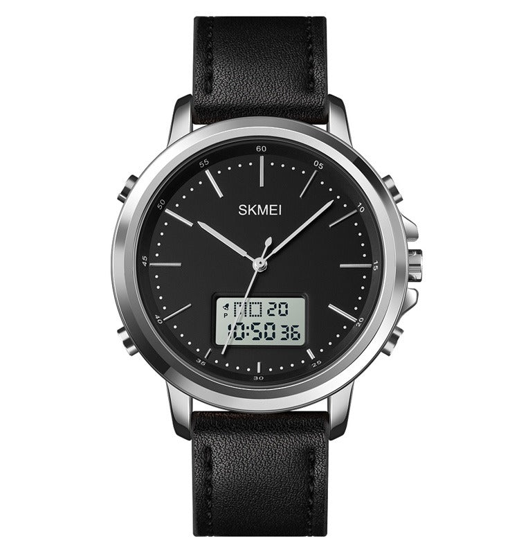 Skmei 1652 Black Leather Analog Digital Men’s Dress Watch