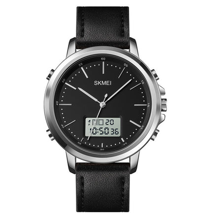 Skmei 1652 Black Leather Analog Digital Men’s Dress Watch