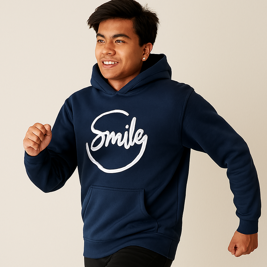 Navy Blue Smile Hoodie for Men | Premium Quality