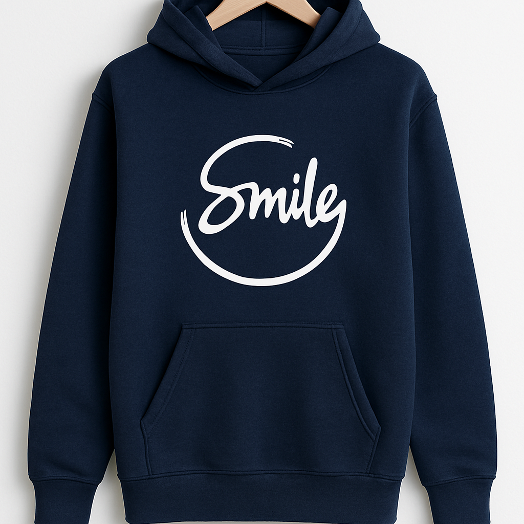 Navy Blue Smile Hoodie for Men | Premium Quality