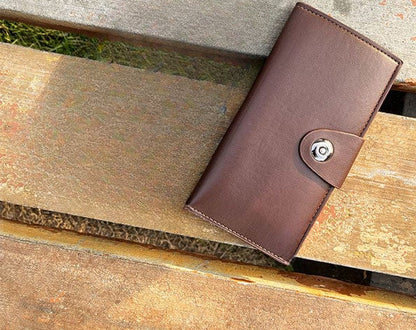 Tri-Fold Durable Leather Long Wallet for Men & Women