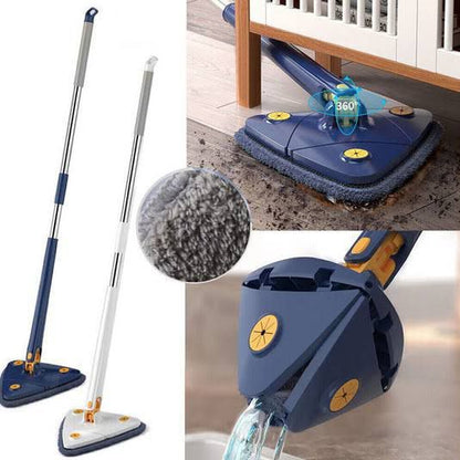 360° Twist Rotatable Triangle Mop with Long Handle Auto Squeeze Design for Floor