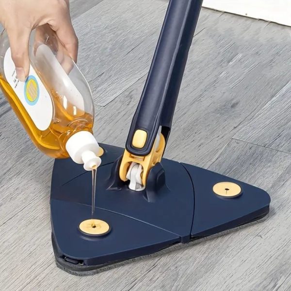 360° Twist Rotatable Triangle Mop with Long Handle Auto Squeeze Design for Floor